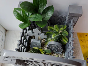 Gothic Set Cemetery Planter and 3 planter decorations Tombstones 3D Print Model