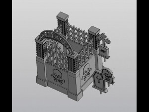 Gothic Set Cemetery Planter and 3 planter decorations Tombstones Modèles 3D en vedette