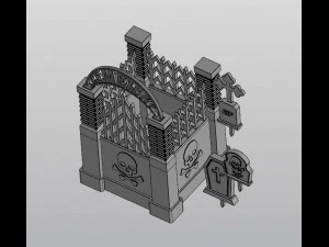 Gothic Set Cemetery Planter and 3 planter decorations Tombstones 3D Print Model