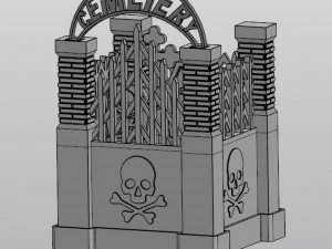 Gothic Set Cemetery Planter and 3 planter decorations Tombstones 3D Print Model