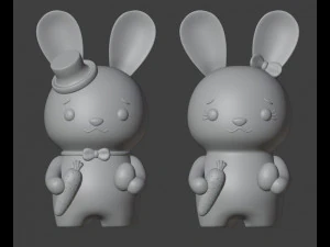 Easter Bunnies Figurines Couple Boy and Girl 3D Print Model