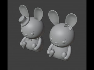 Easter Bunnies Figurines Couple Boy and Girl 3D Принт Модель