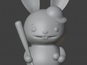 Easter Bunny Baseball Player Figurine 3D Print Model
