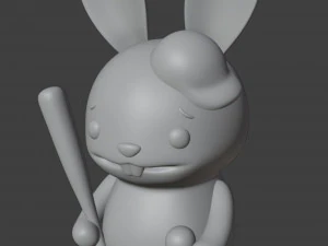 Easter Bunny Baseball Player Figurine 3D Print Model