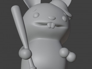 Easter Bunny Baseball Player Figurine Model Cetak 3D