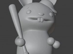 Easter Bunny Baseball Player Figurine 3D Print Model