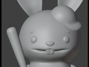 Easter Bunny Baseball Player Figurine 3D Print Model