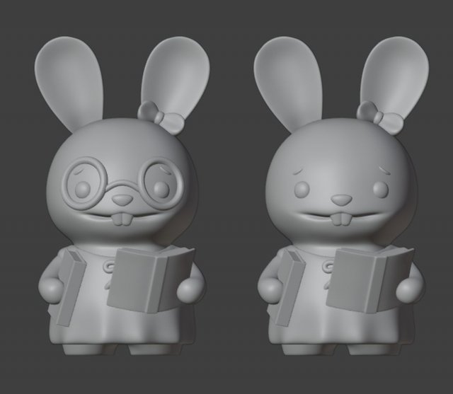 Set Librarian Bunny Girl Figurine 3D Baskı Modeli .c4d .max .obj .3ds .fbx .stl .blend 