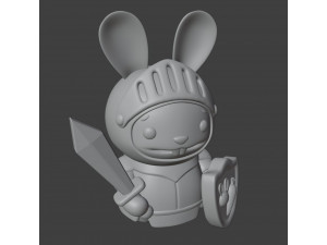 Bunny Knight Figurine 3Dプリントモデル