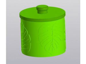 Jar with lid Organizer Monstera leaves 3D 프린트 모델