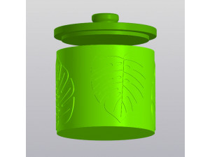 Jar with lid Organizer Monstera leaves 3D 프린트 모델