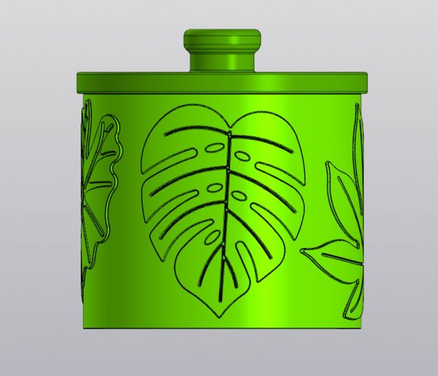 Jar with lid Indoor plants leaves 3D Print Model .c4d .max .obj .3ds .fbx .stl .blend 