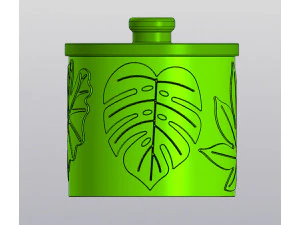 蓋付きジャー 観葉植物の葉 3Dプリントモデル