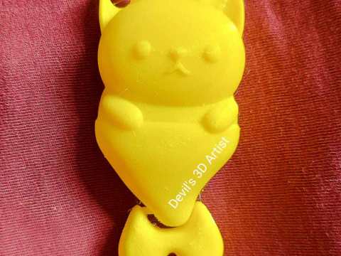 Przegubowy brelok do kluczy z kotem-syrenką Model do druku 3D