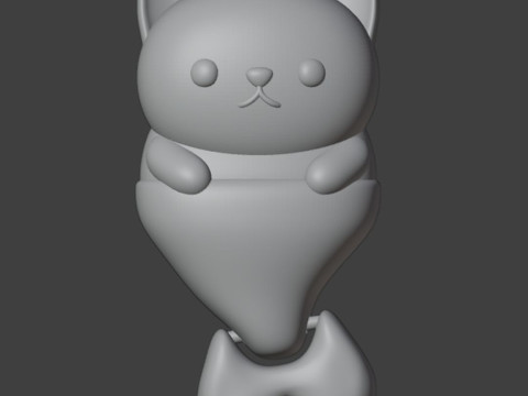 Cat Mermaid Articulated Keychain 3Dプリントモデル