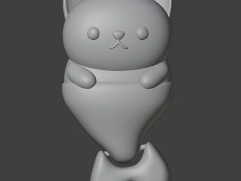 고양이 인어 굴절식 열쇠고리 3D 프린트 모델