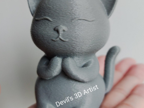 Praying cat Figurine Modelo de Impressão 3D