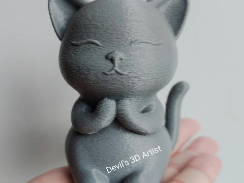 Praying cat Figurine 3D Print Model