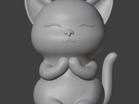 Praying cat Figurine 3D Print Model