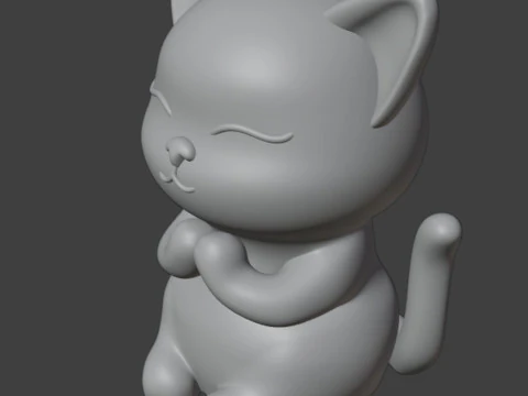 Praying cat Figurine 3D Print Model