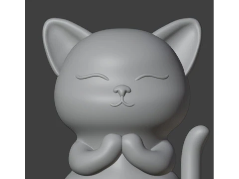 Praying cat Figurine 3D Print Model