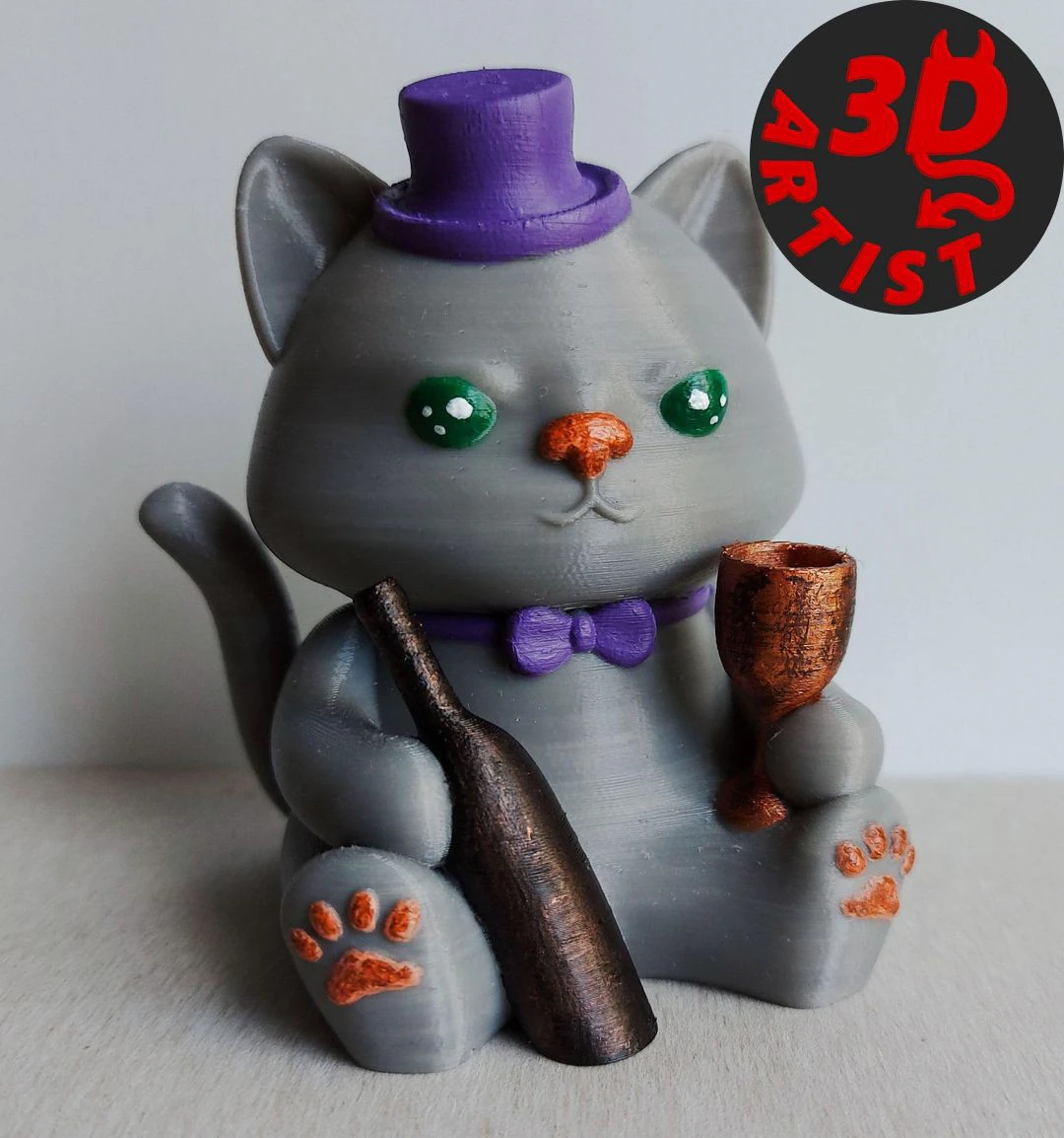 Friday cat Figurine 3D Print Model .c4d .max .obj .3ds .fbx .stl .blend