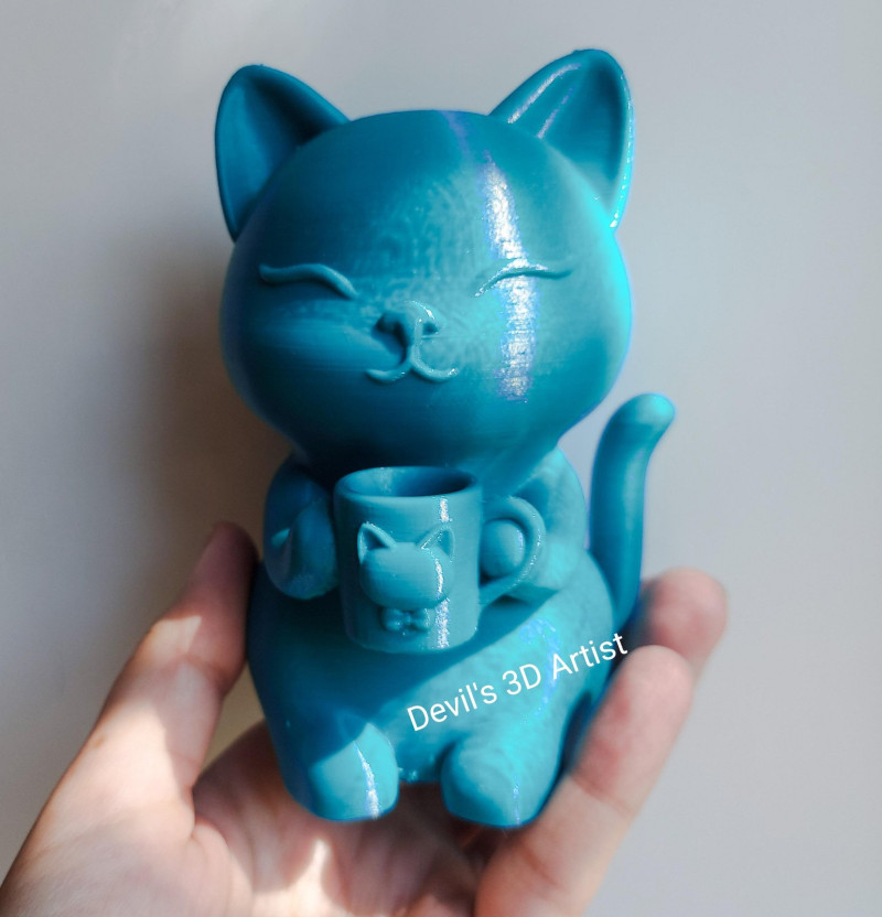 Happy mornIng cat Figurine Modelo de impresión 3D .c4d .max .obj .3ds .fbx .stl .blend 