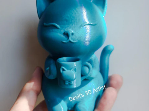 Happy Morning Katzenfigur 3D Druckmodell