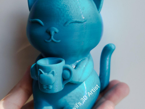 Happy mornIng cat Figurine Modelo de impresión 3D