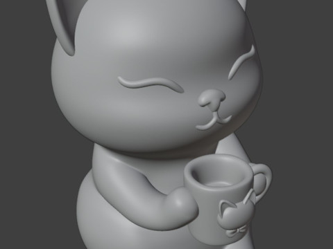 Happy mornIng cat Figurine Modelo de impresión 3D