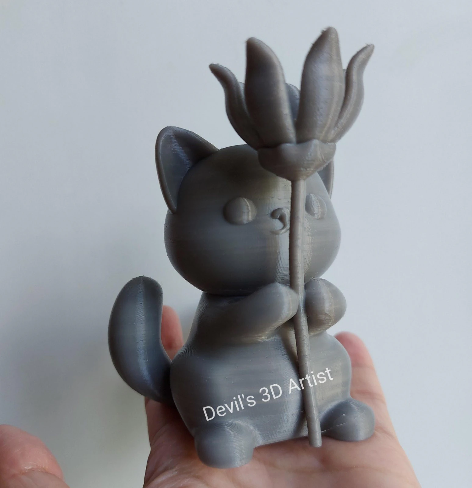 Cat and flower Figurine 3D Print Model .c4d .max .obj .3ds .fbx .stl .blend 