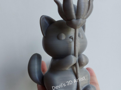 Cat and flower Figurine Model do druku 3D