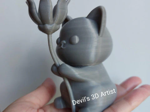 Cat and flower Figurine 3D Print Model