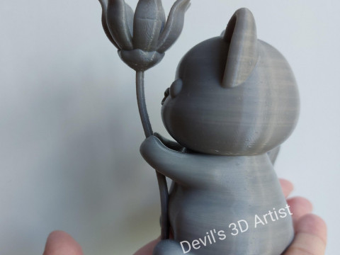 Cat and flower Figurine 3D प्रिंट मॉडल