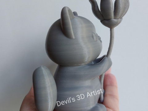 Cat and flower Figurine 3D प्रिंट मॉडल