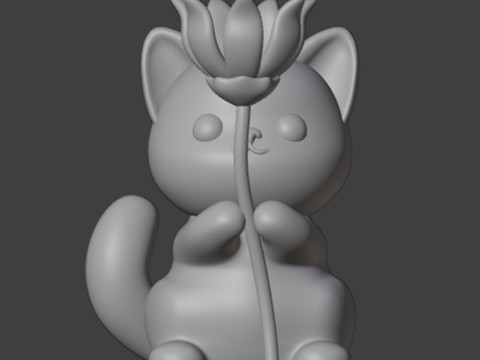 Cat and flower Figurine 3D प्रिंट मॉडल