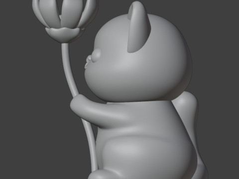 Cat and flower Figurine 3D प्रिंट मॉडल