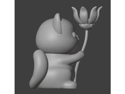 Cat and flower Figurine 3D प्रिंट मॉडल