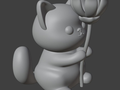 Cat and flower Figurine 3D प्रिंट मॉडल