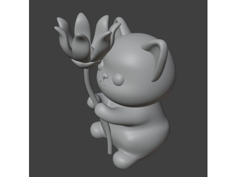Cat and flower Figurine 3D प्रिंट मॉडल