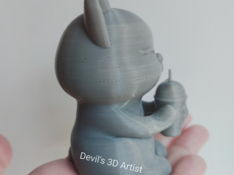 Set 2 models Happy morning cat Figurine v2 Boba cup 3D 프린트 모델
