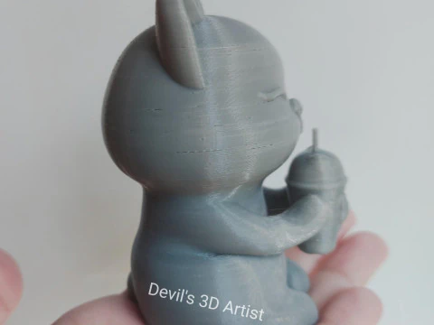 Set 2 models Happy morning cat Figurine v2 Boba cup 3D Print Model