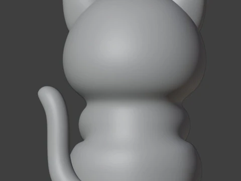 Set 2 models Happy morning cat Figurine v2 Boba cup 3D Print Model