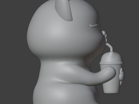 Set 2 models Happy morning cat Figurine v2 Boba cup 3D 프린트 모델