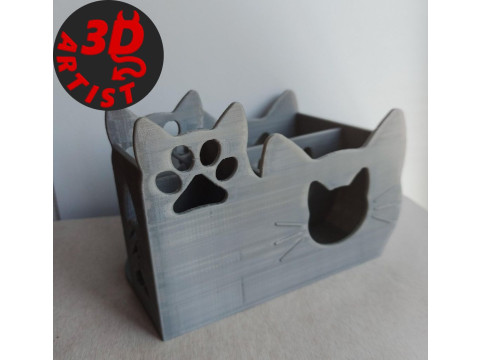 Cute cat Penholder Organizer 3D Baskı Modeli