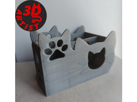 Cute cat Penholder Organizer 3D Print Model