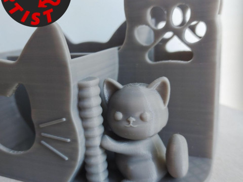 Cute cat Penholder Organizer 3D Baskı Modeli