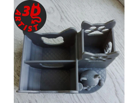 Cute cat Penholder Organizer 3D Print Model