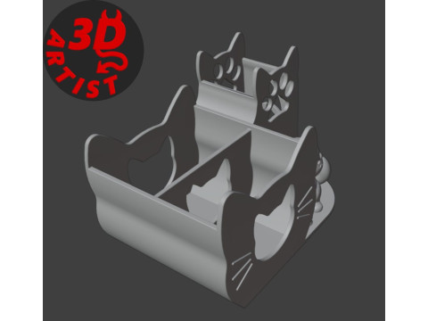 Cute cat Penholder Organizer 3D Baskı Modeli