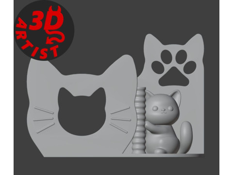 Cute cat Penholder Organizer 3D Baskı Modeli